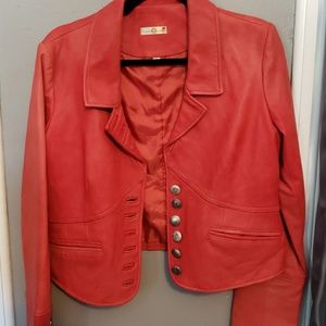 Red leather jacket